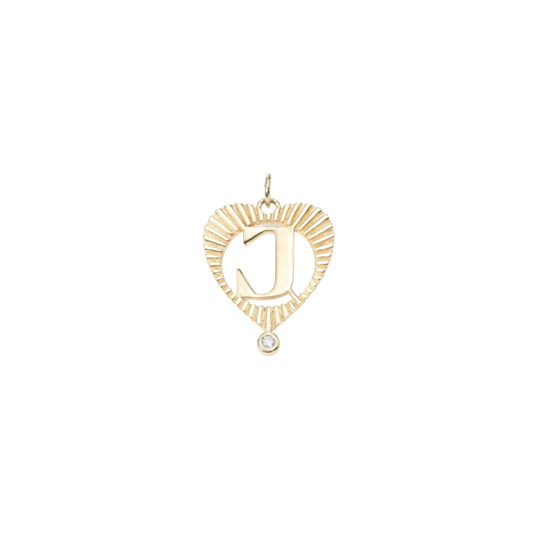 Medium Sunbeam Letter Heart Charm - Zahava Heirlooms Trunk Show
