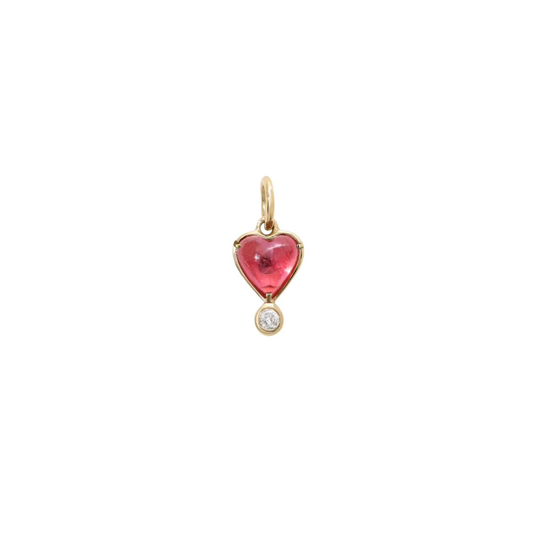 Pink Tourmaline Byrdie Heart Charm - Zahava Heirlooms Trunk Show