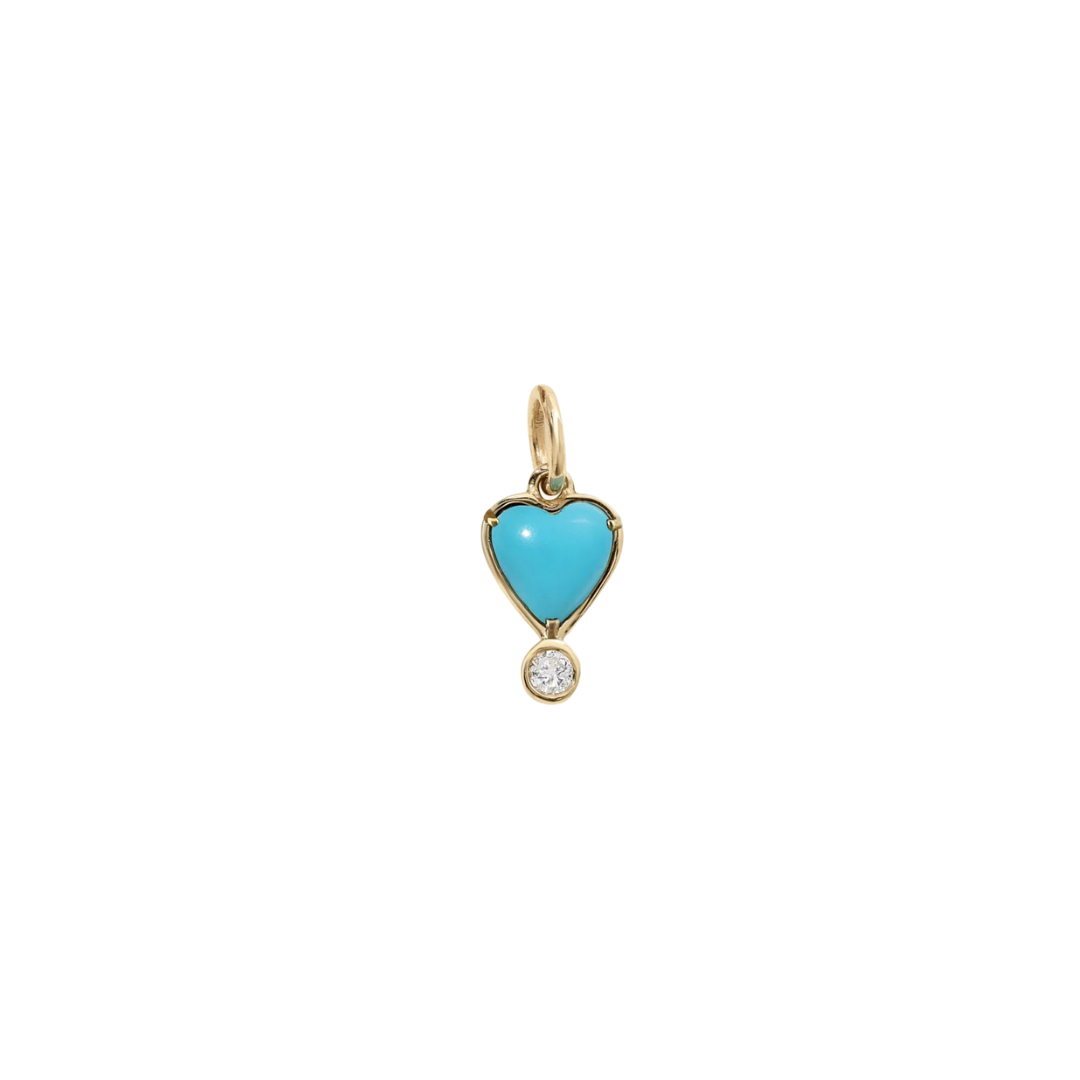 Turquoise Byrdie Heart Charm - Zahava Heirlooms Trunk Show
