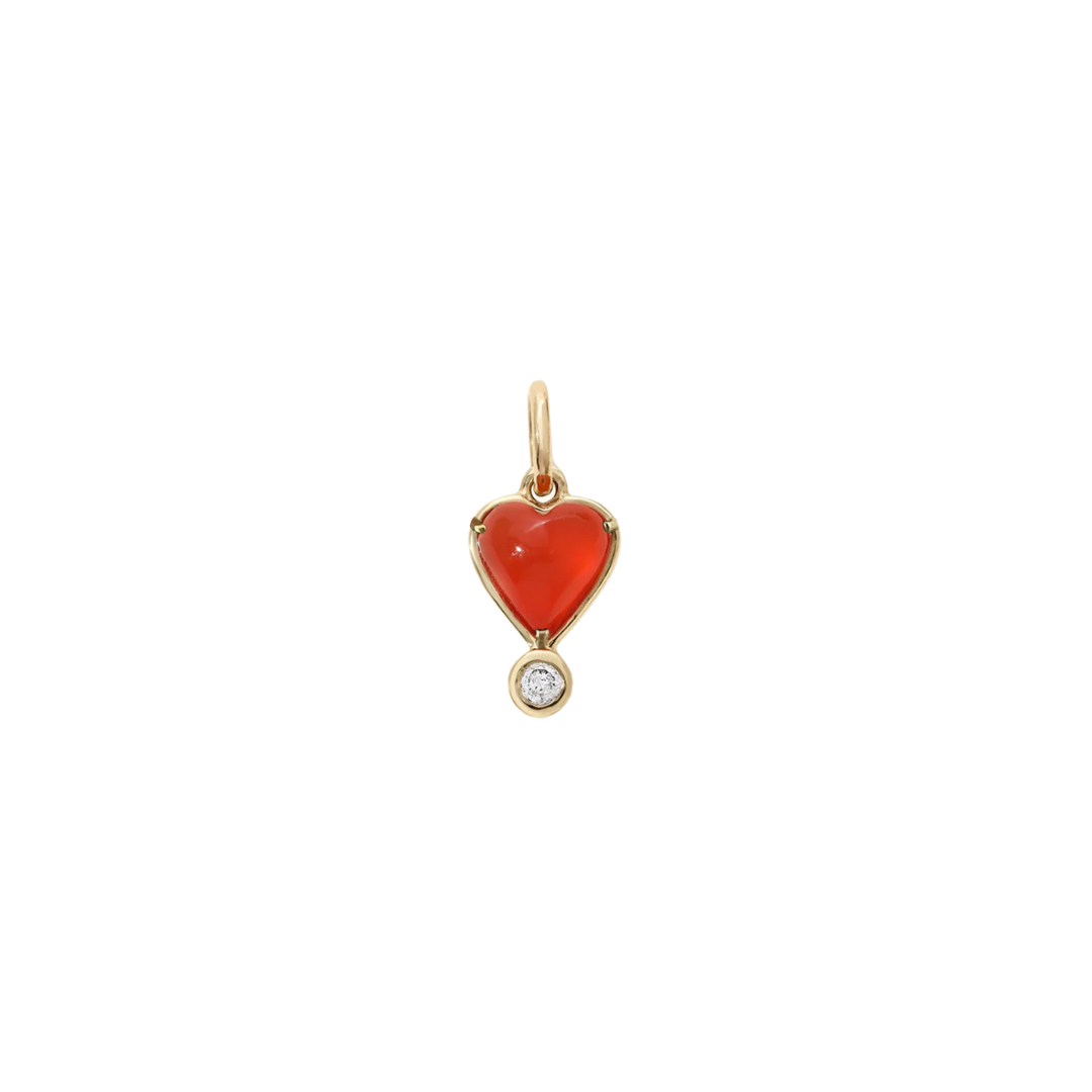 Carnelian Byrdie Heart Charm - Zahava Heirlooms Trunk Show