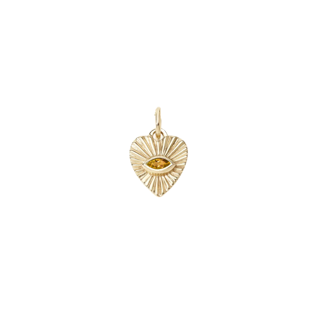 Mini Citrine Sunbeam Heart Charm - Zahava Heirlooms Trunk Show