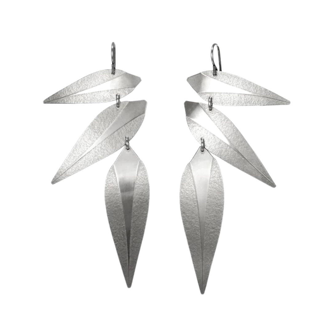 Leaf Punk Earrings - Silver