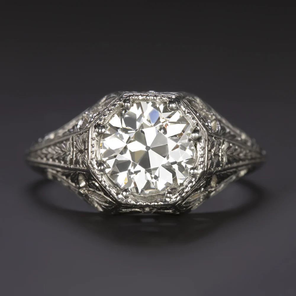 1.5 ct Old European Cut Floral Art Deco Ring