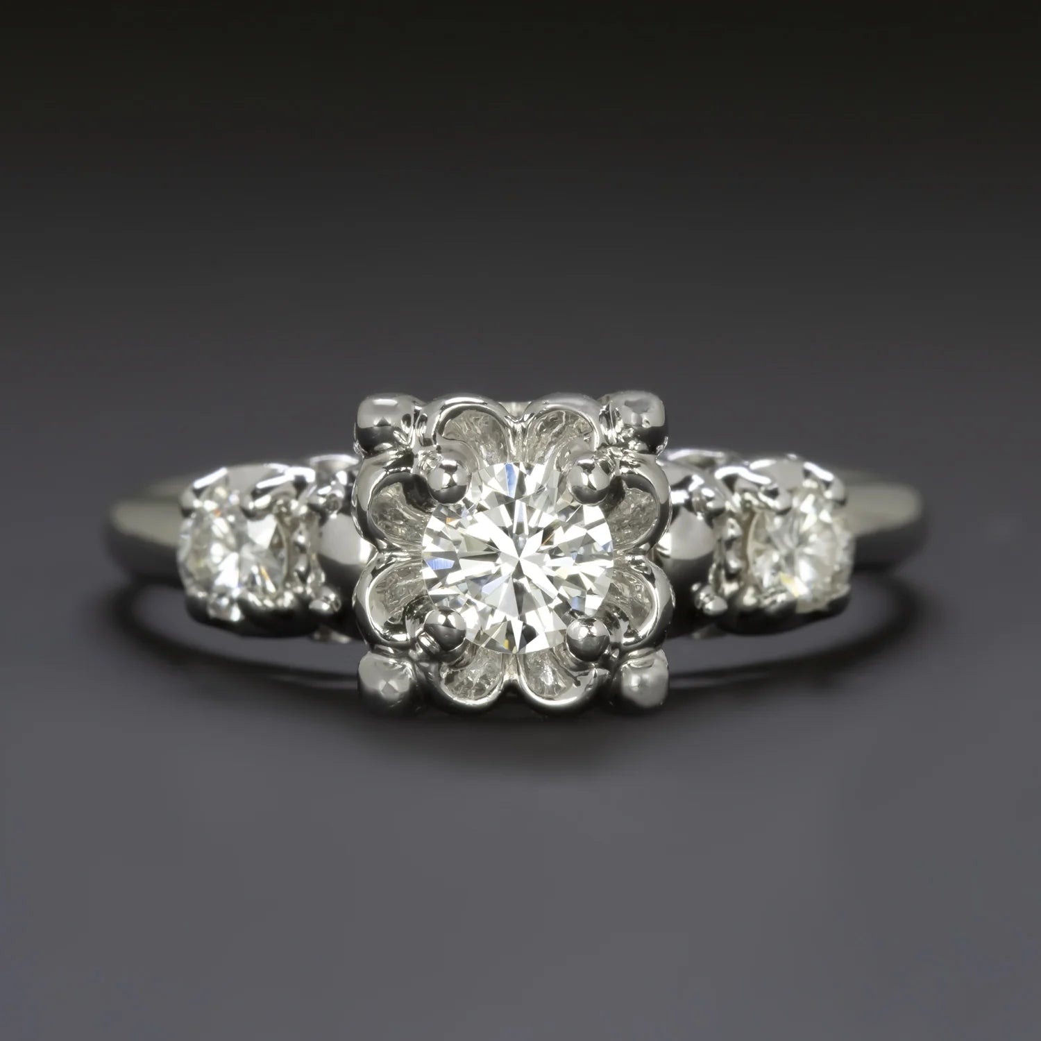 Vintage Mid Century Three Stone Diamond Ring