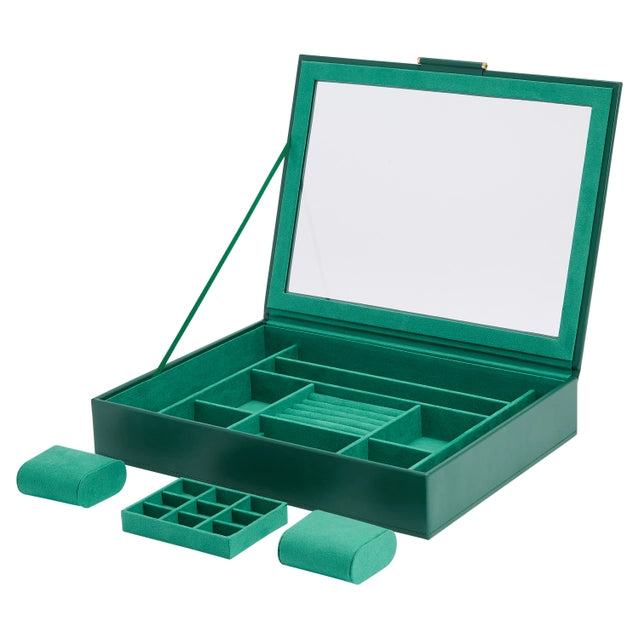 Sophia Jewelry Box with Window - Forest Green