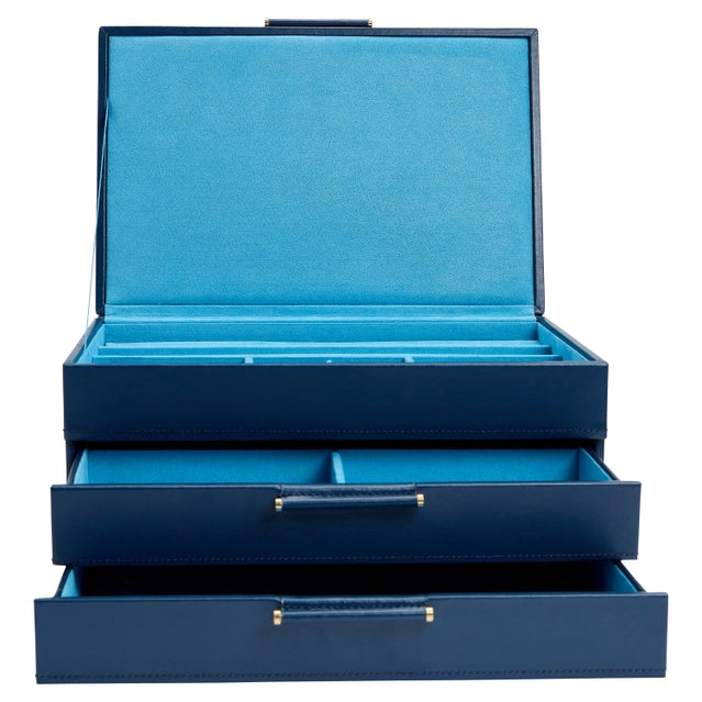 Sophia Jewelry Box with Drawers - Indigo
