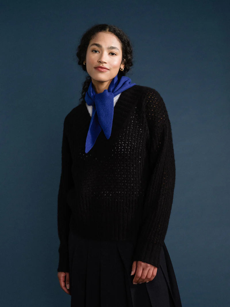 Cashmere Triangle Scarf — Cobalt
