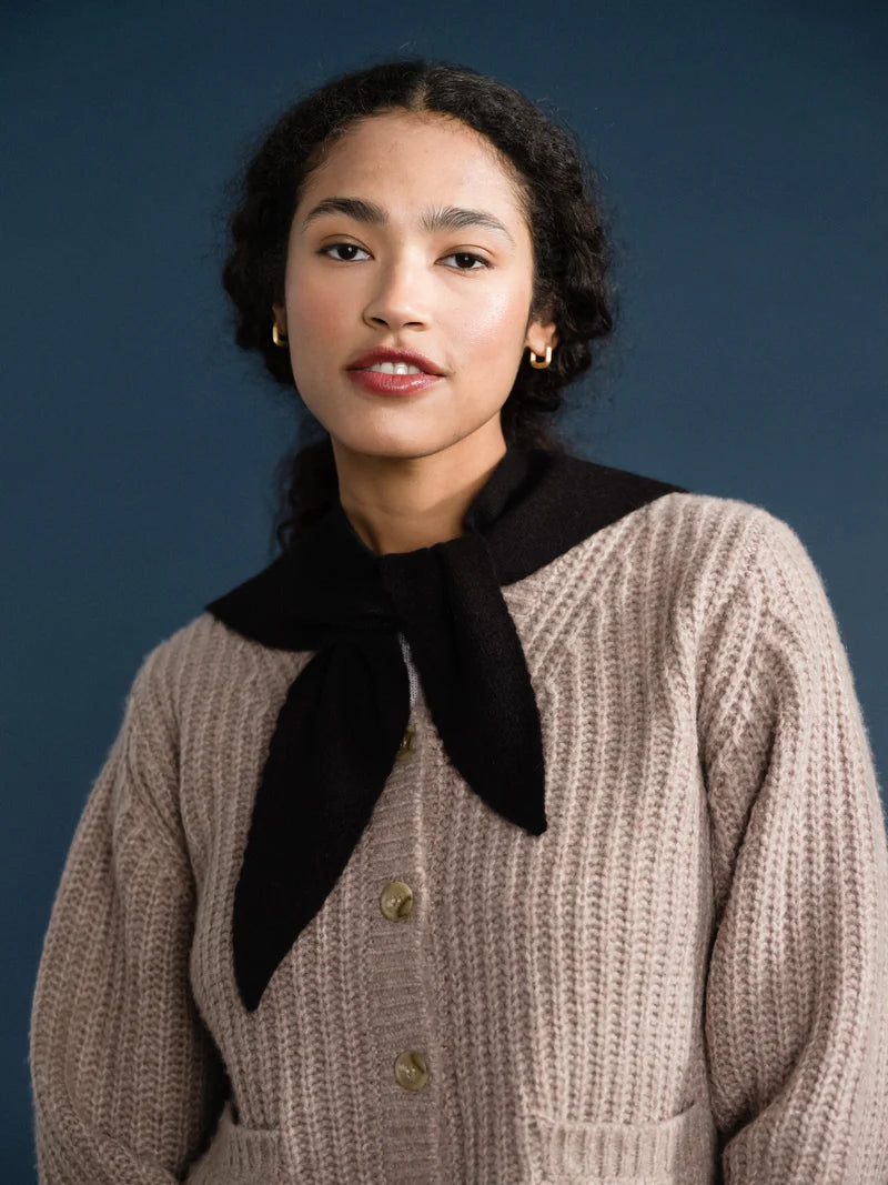 Cashmere Sailor Scarf — Black + Fawn