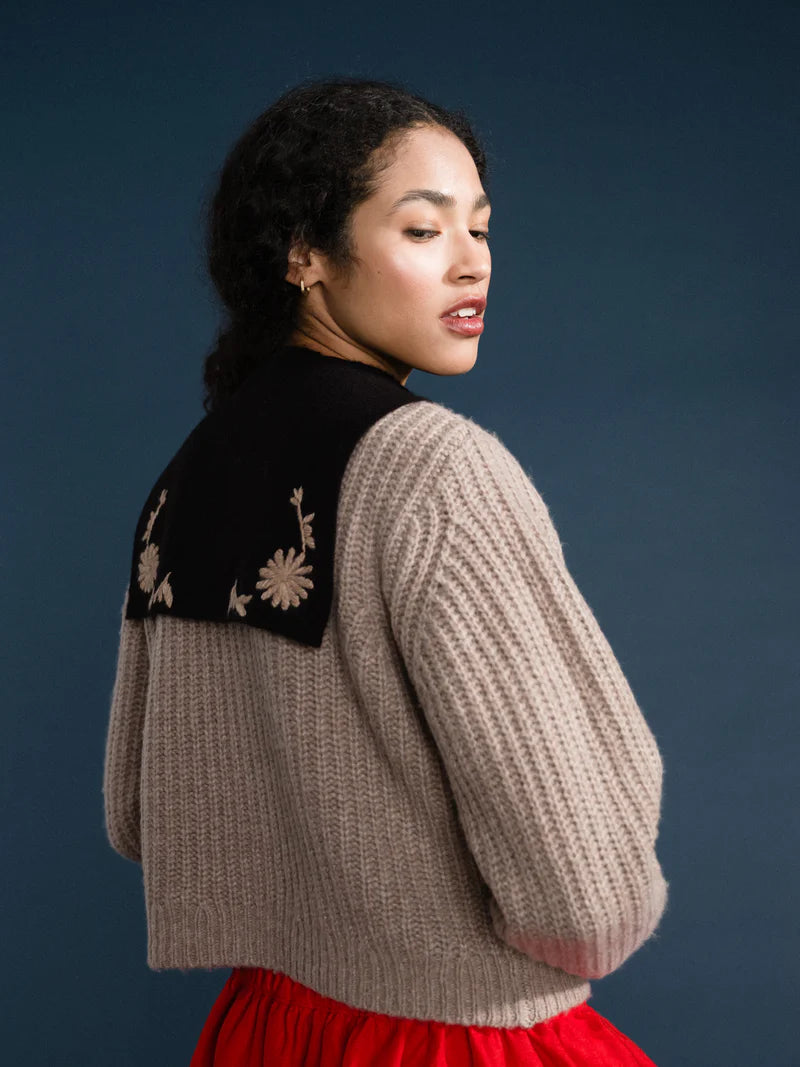 Cashmere Sailor Scarf — Black + Fawn