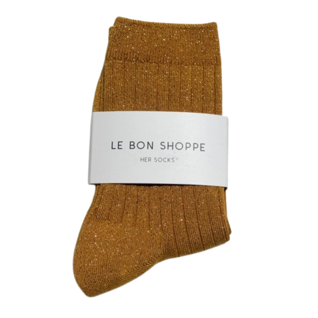 Le Bon Shoppe Her Socks - Modal Lurex - Mustard Glitter
