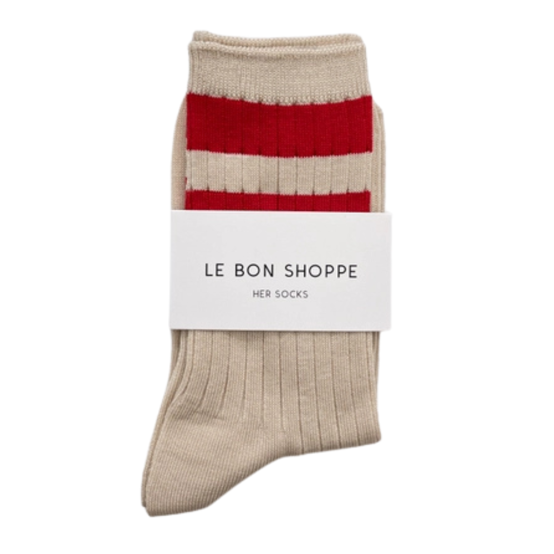 Le Bon Shoppe Her Varsity Socks - Red