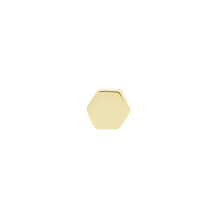 Gold Hexagon Threaded Flat Back Earring