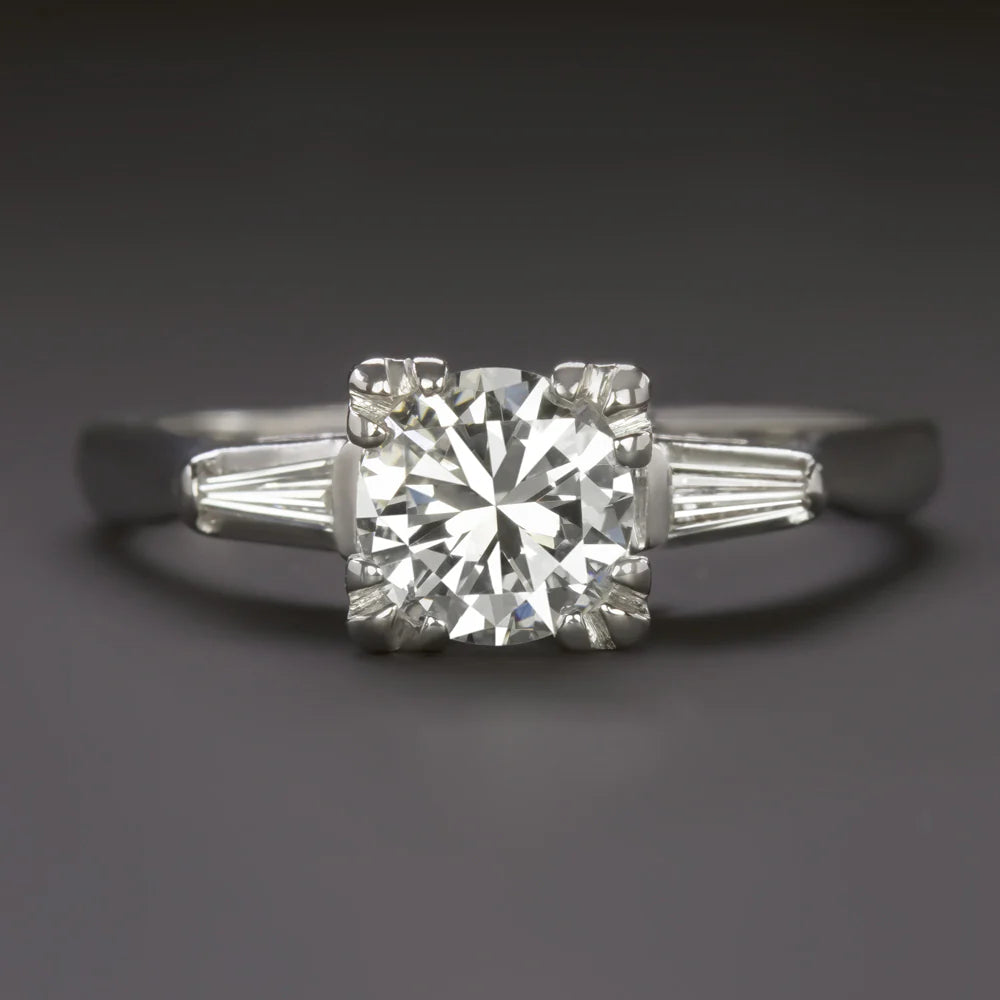 Vintage Three Stone Ring with Tapered Baguettes