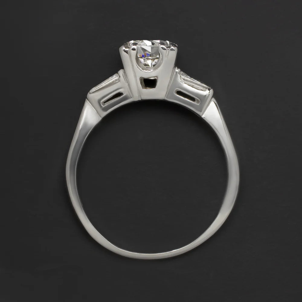 Vintage Three Stone Ring with Tapered Baguettes