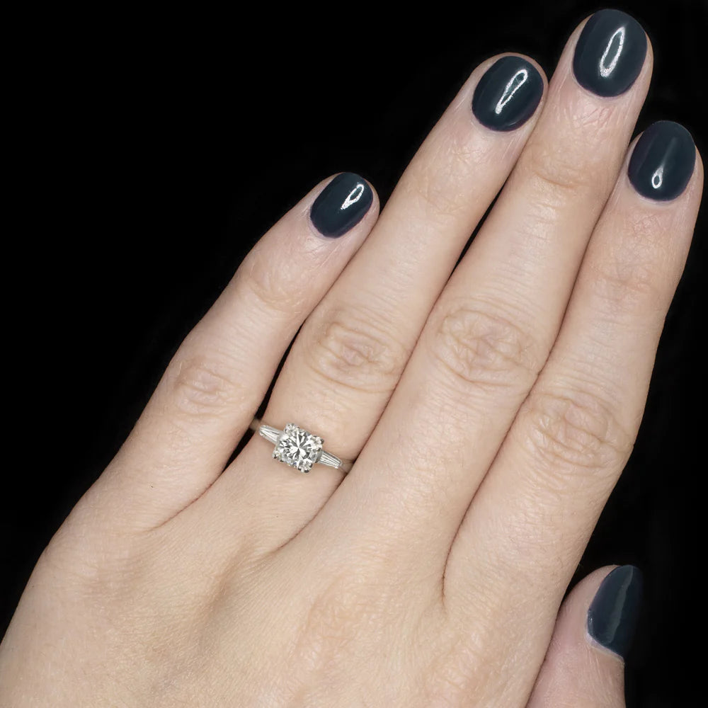 Vintage Three Stone Ring with Tapered Baguettes