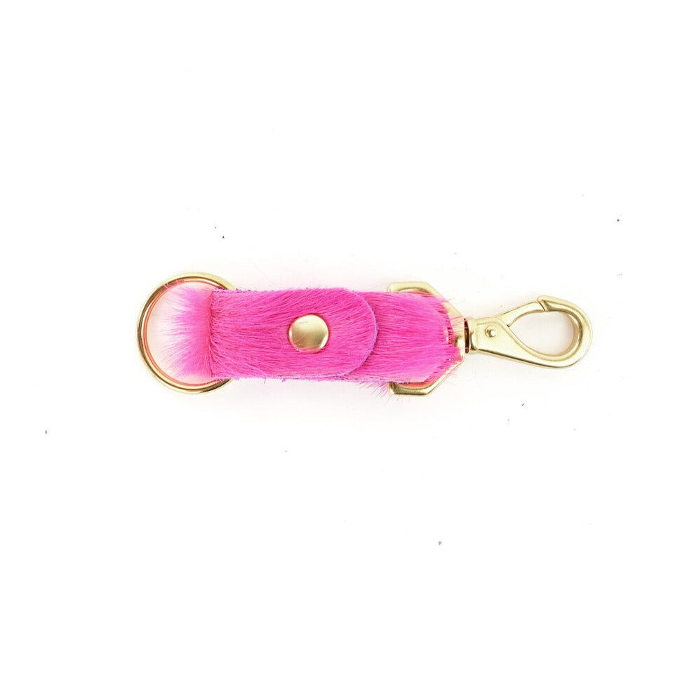 Pink Cowhide Keychain