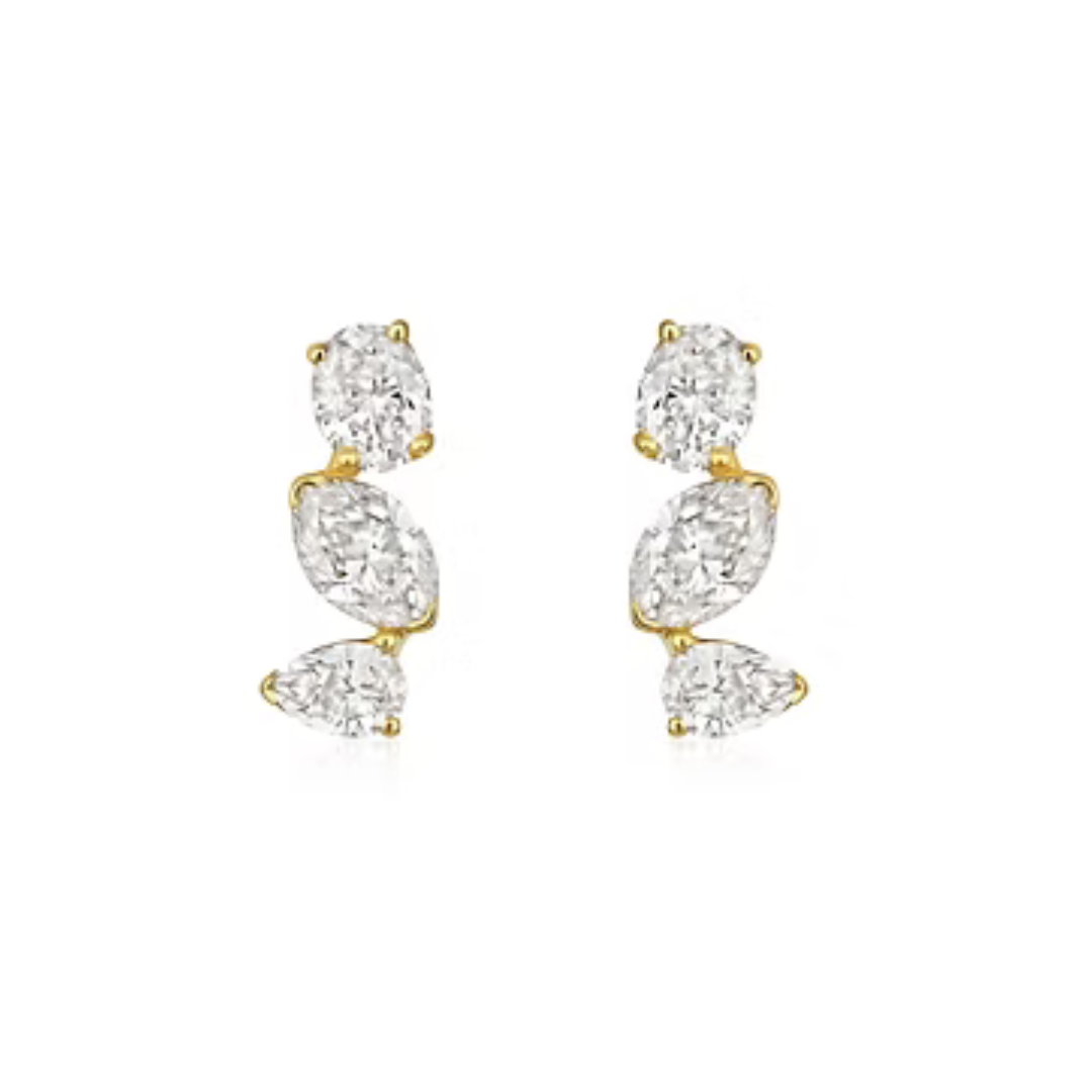 Mixed Shape Diamond Stud Earrings