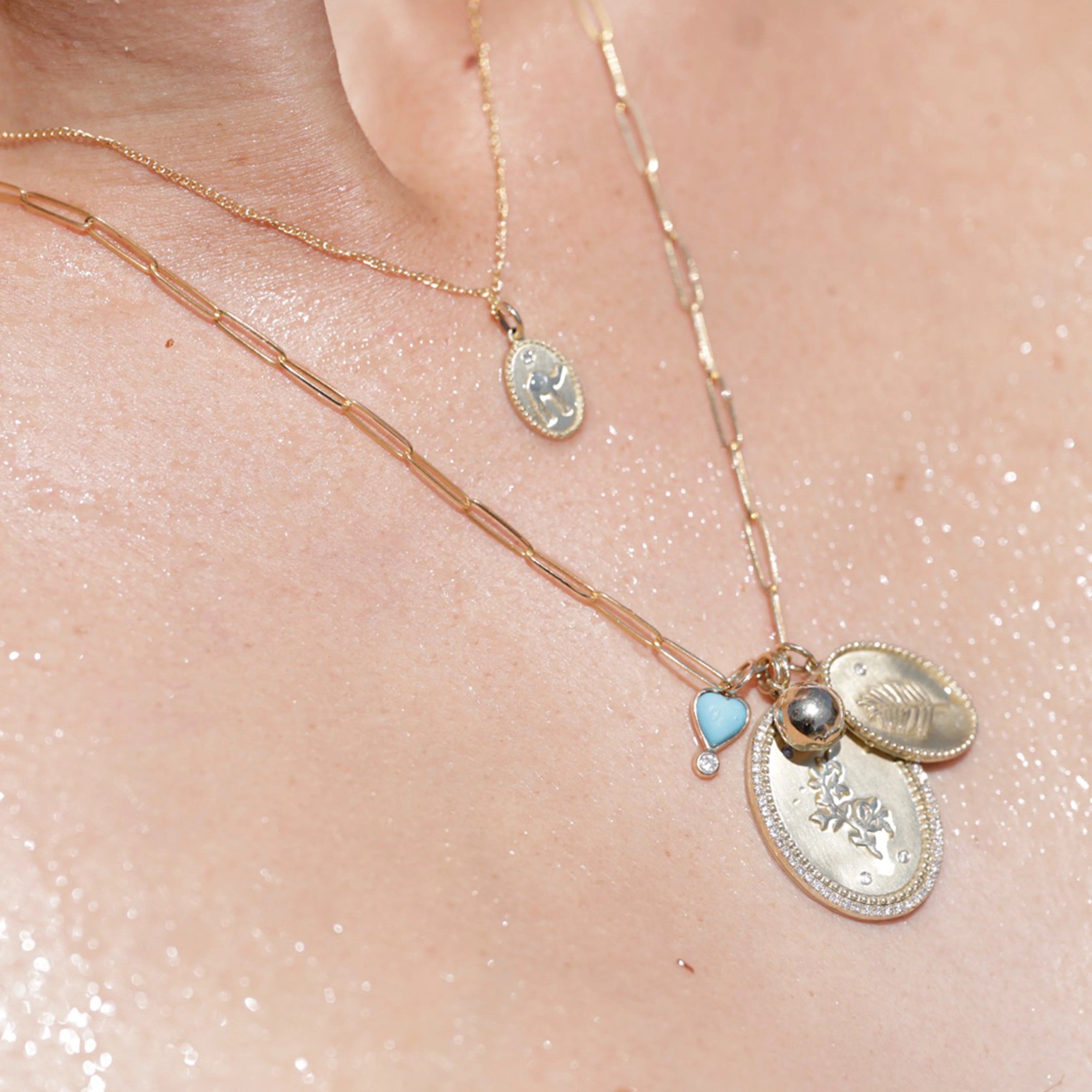 Turquoise Byrdie Heart Charm - Zahava Heirlooms Trunk Show