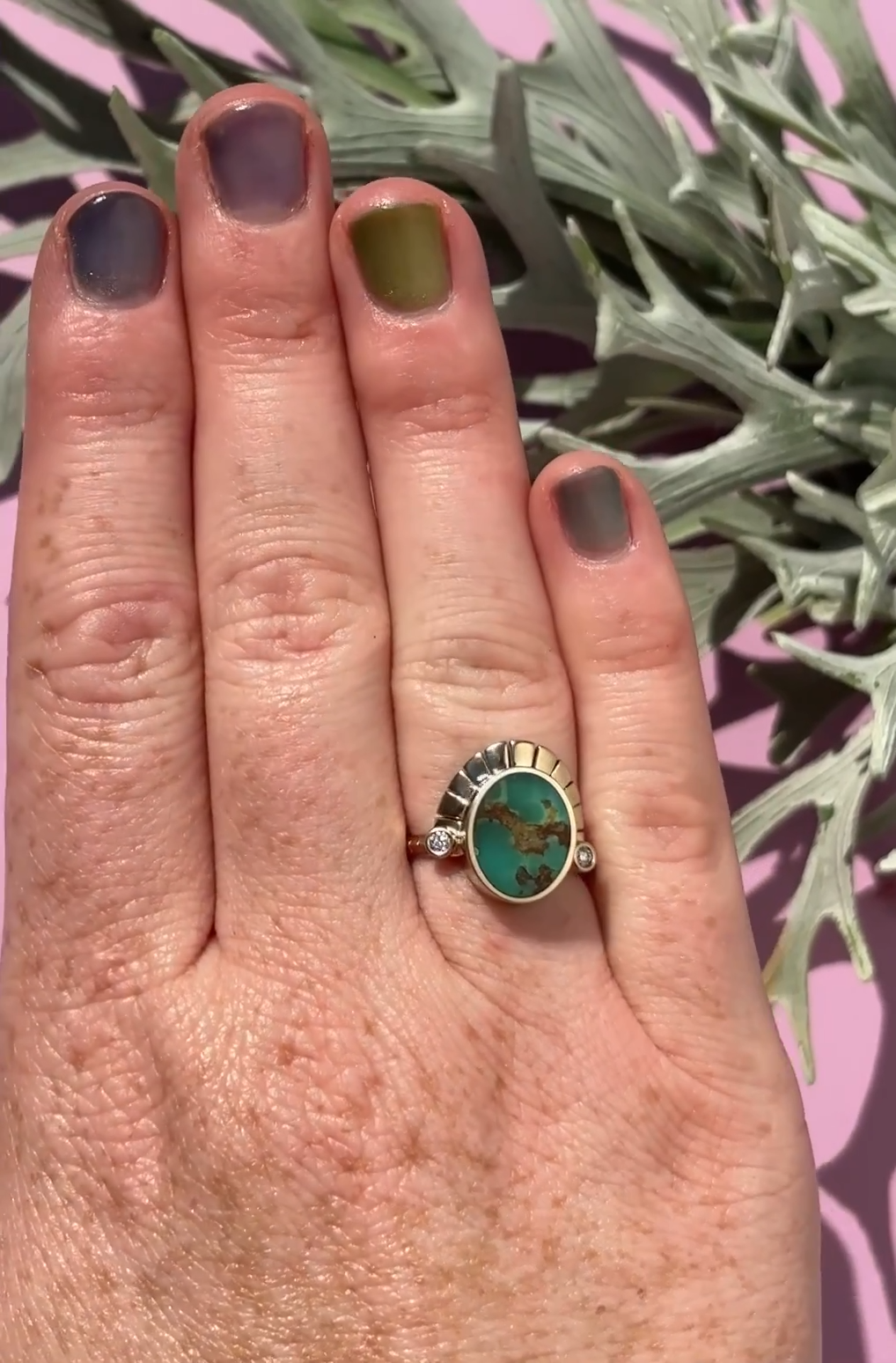 The Reina Ring - Green Turquoise — Young in the Mountains Residency