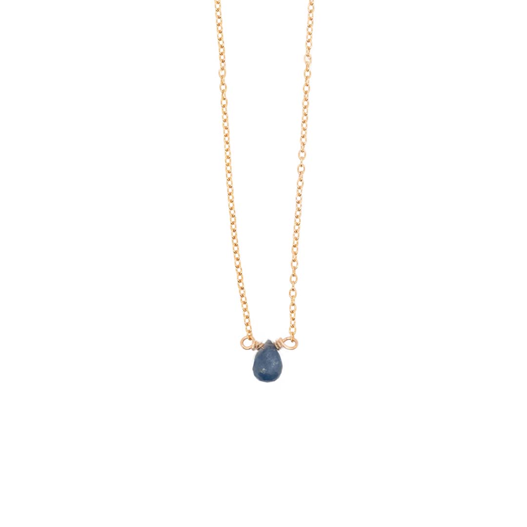 Blue Sapphire Mini Drop Necklace