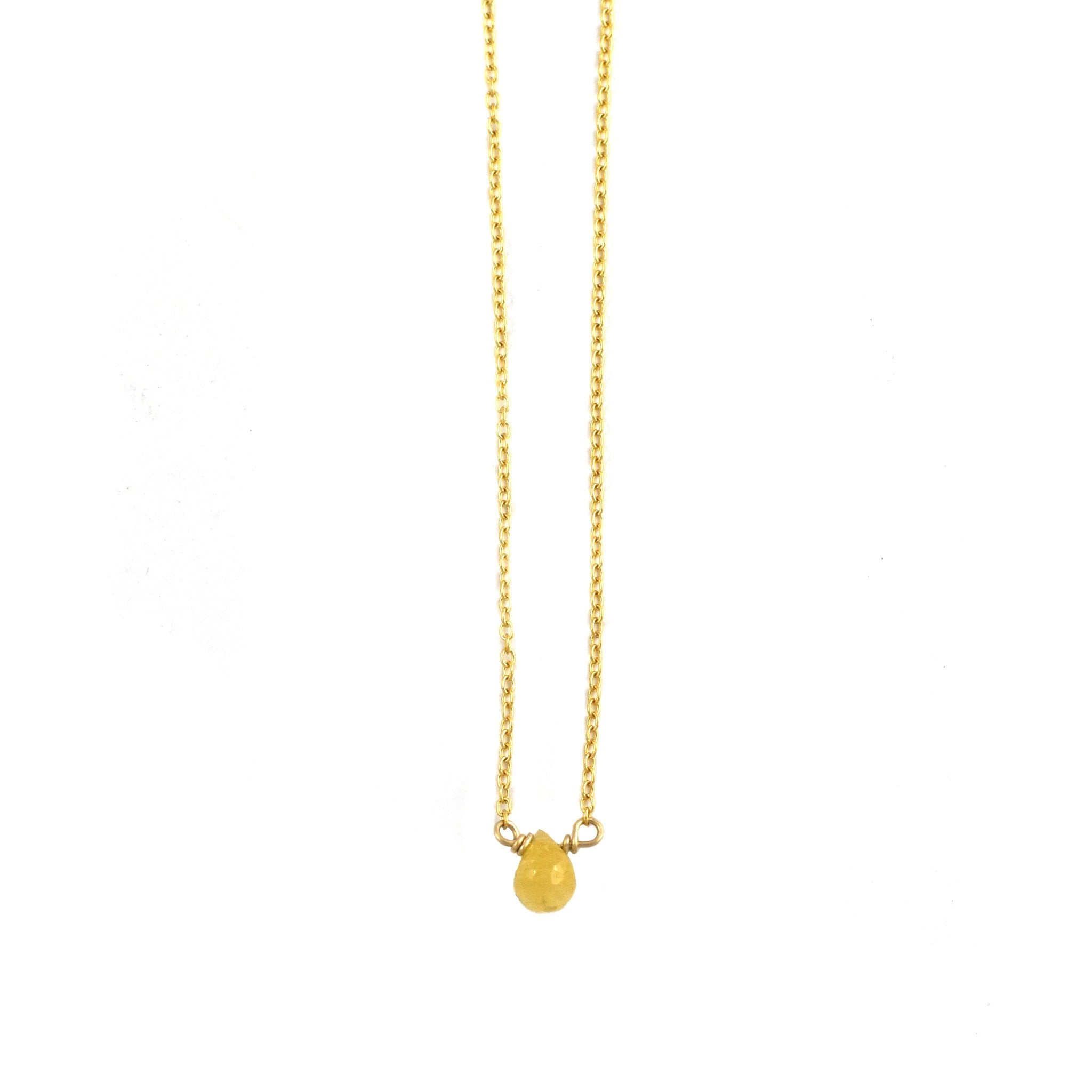 Yellow Sapphire Mini Drop Necklace