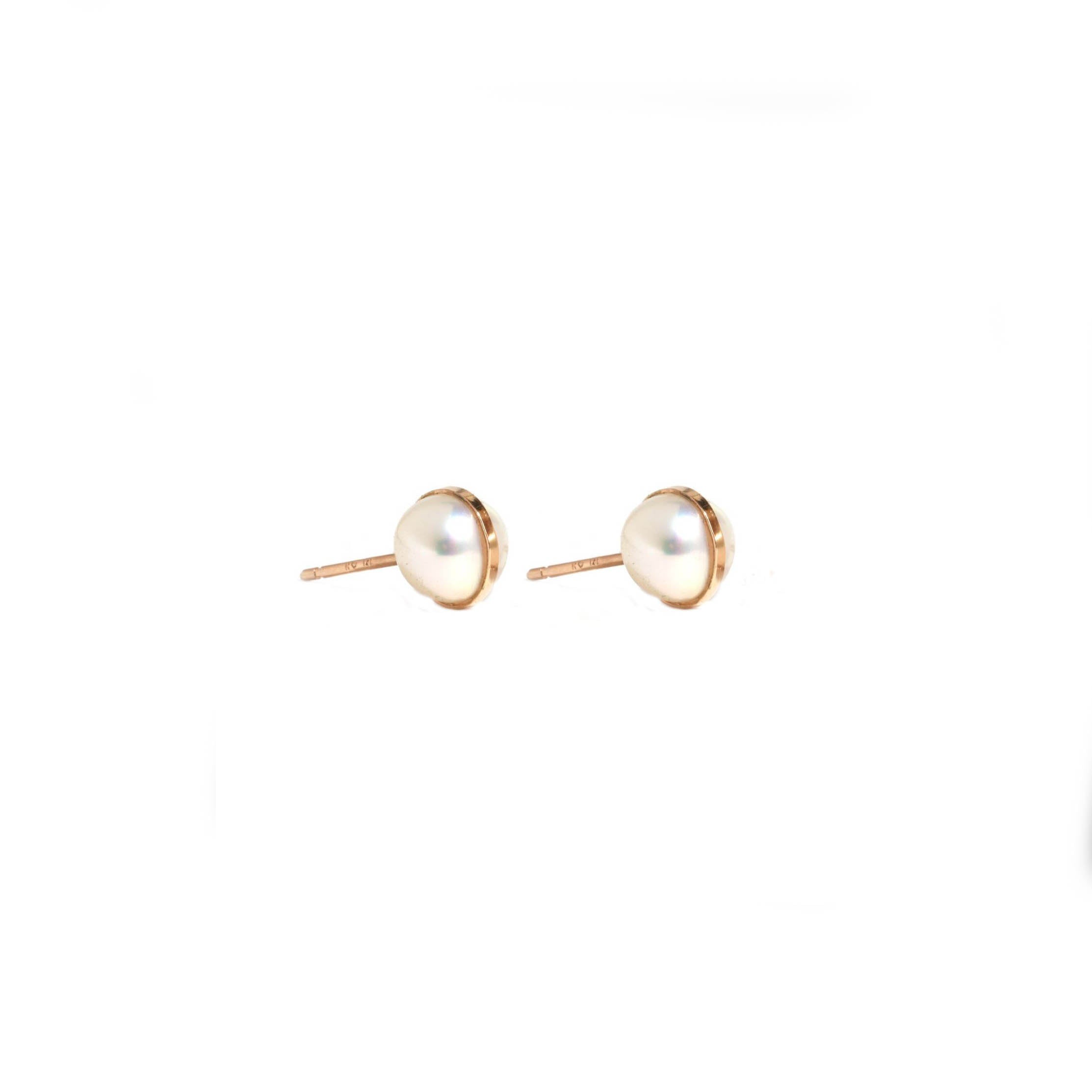 Bezel Wrapped Pearl Studs