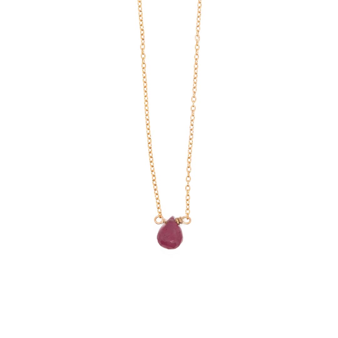 Pink Sapphire Mini Drop Necklace