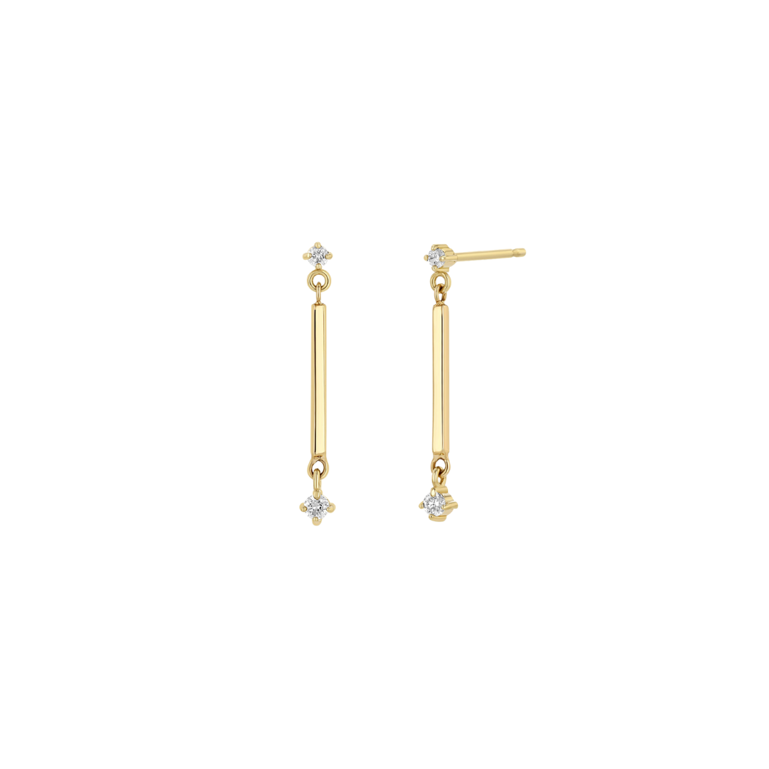 Gold Square Bar Linked Earrings