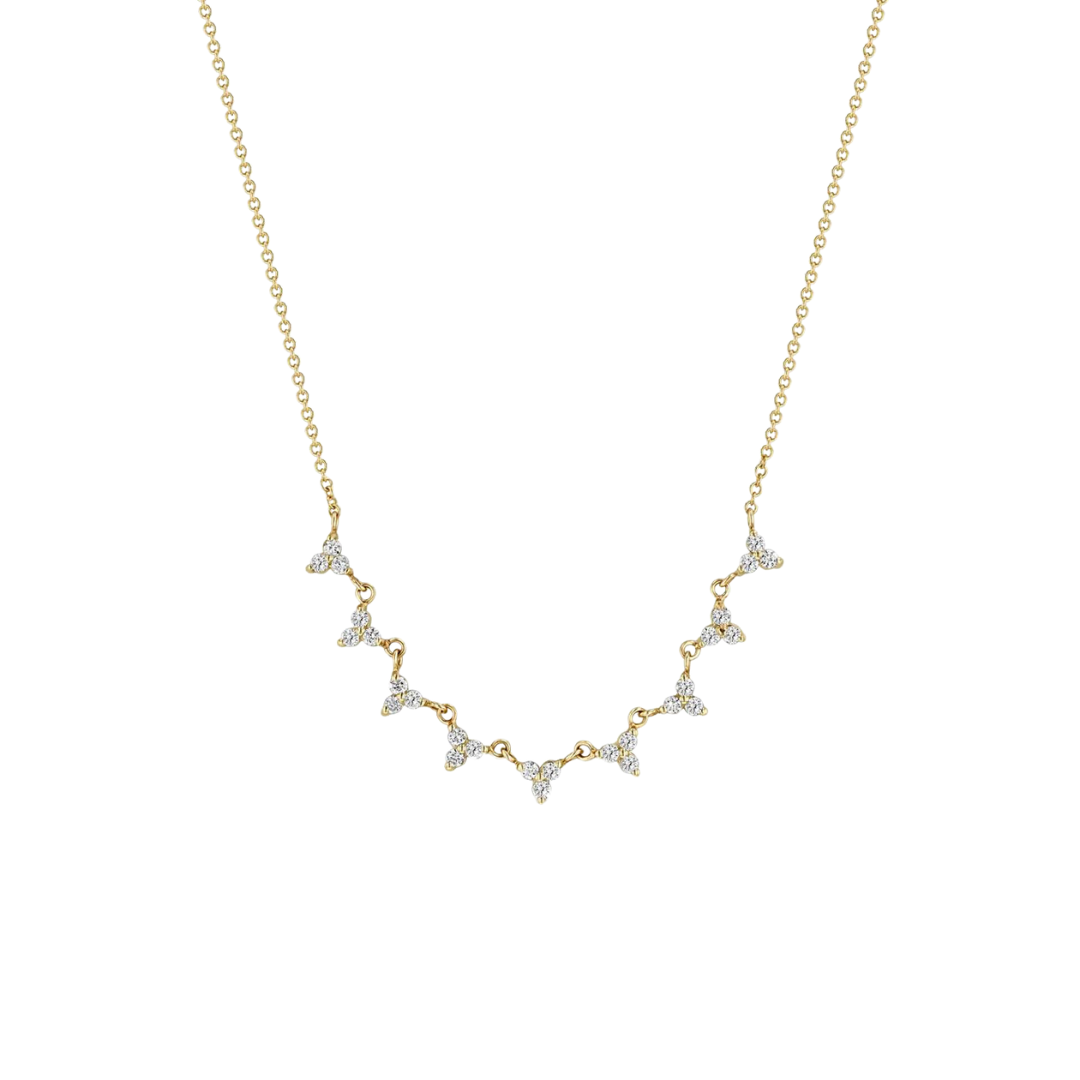 9 Linked Diamond Trio Necklace