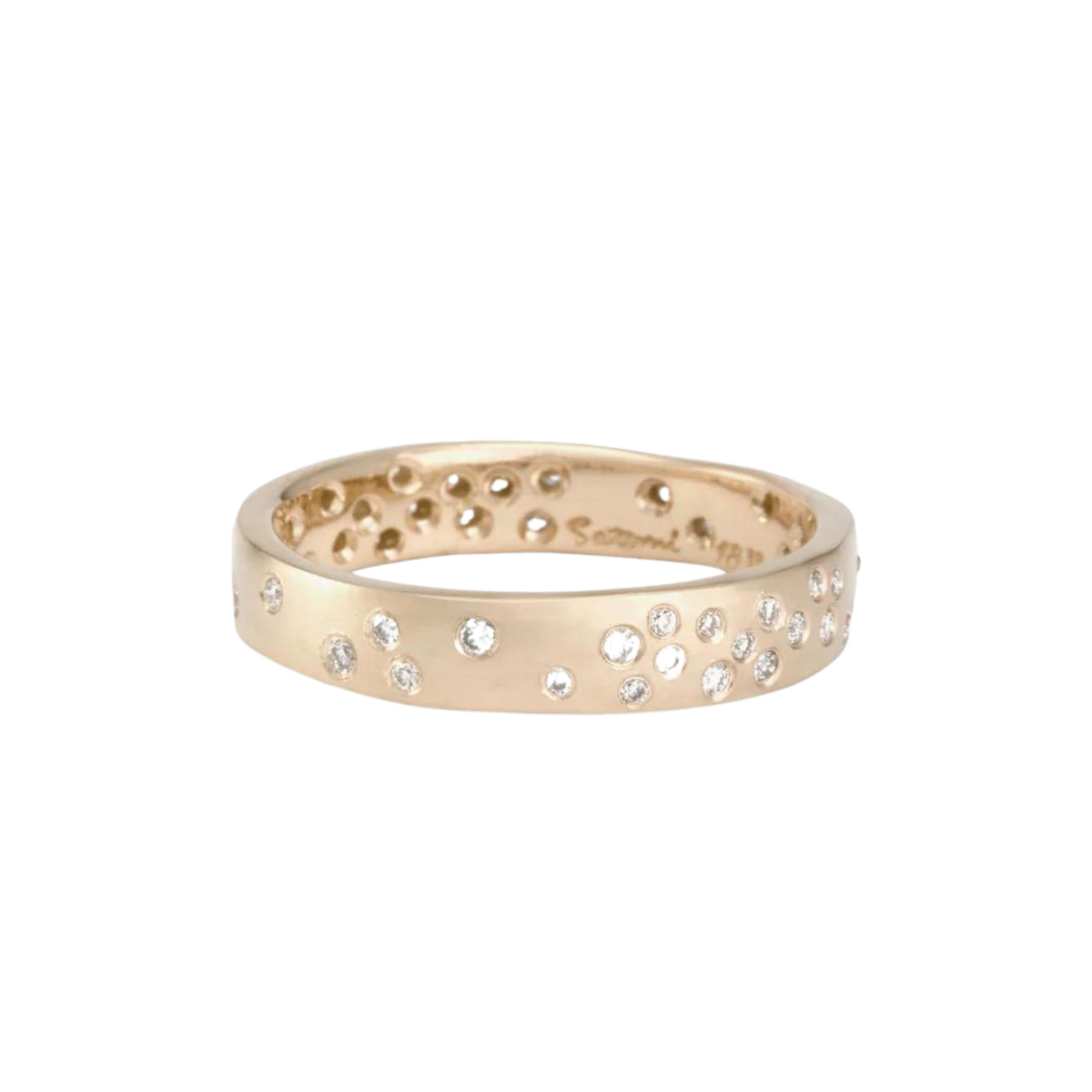 Wide White Diamond Starry Night Band