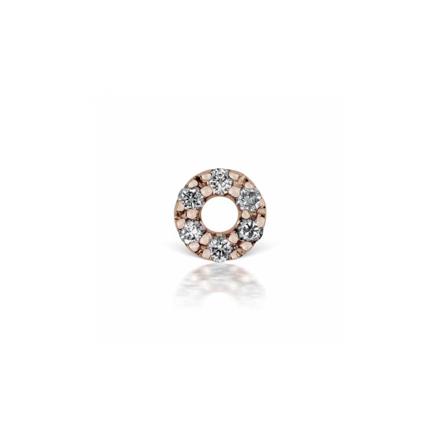 Diamond Micropavé Open Circle Threaded Stud Rose Gold