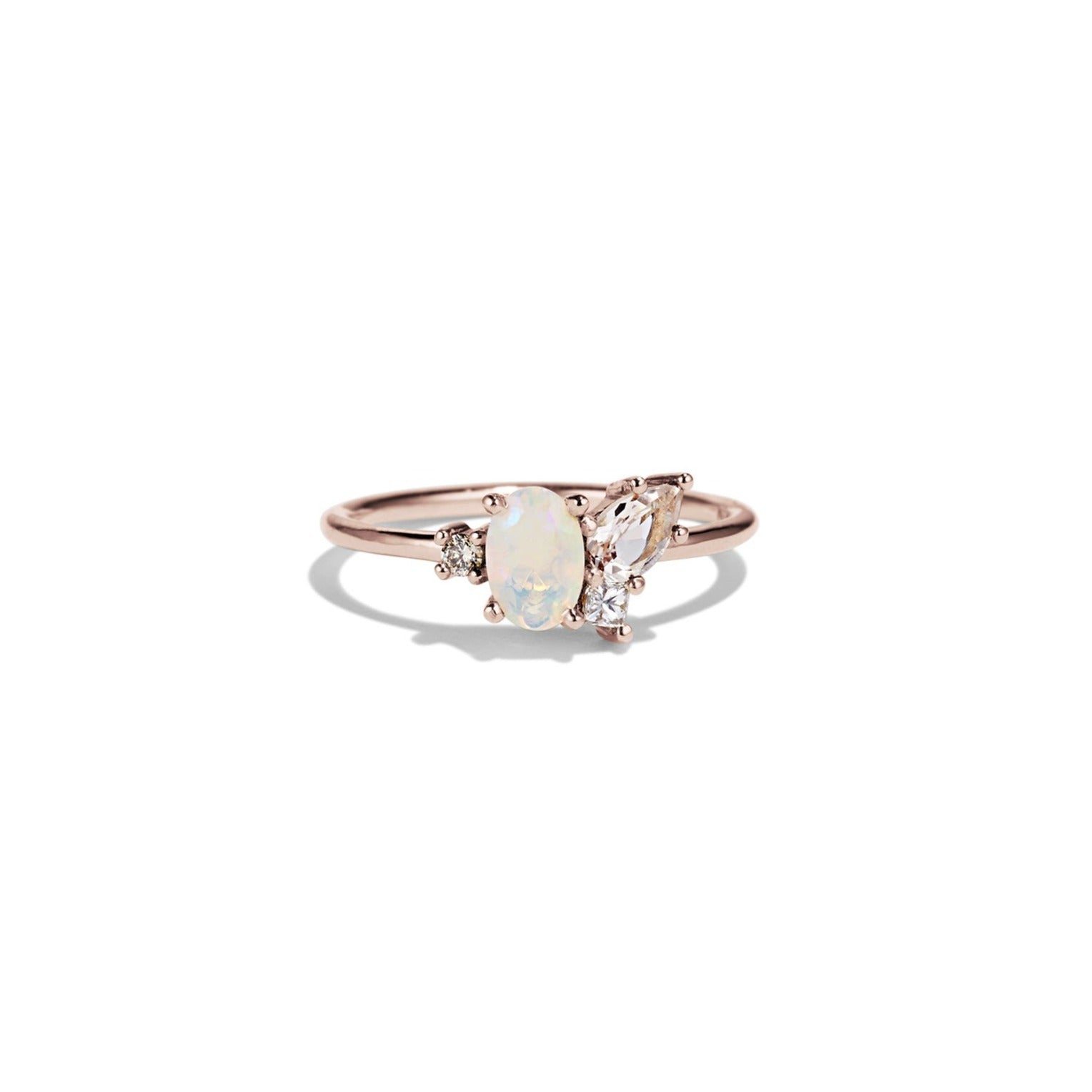 Eaves Cluster Opal with Morganite Ring