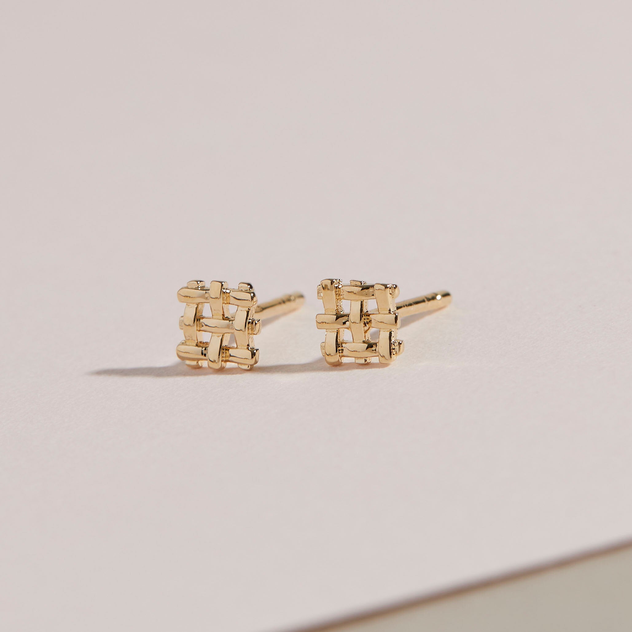 Tiny Crosshatch Stud Earrings